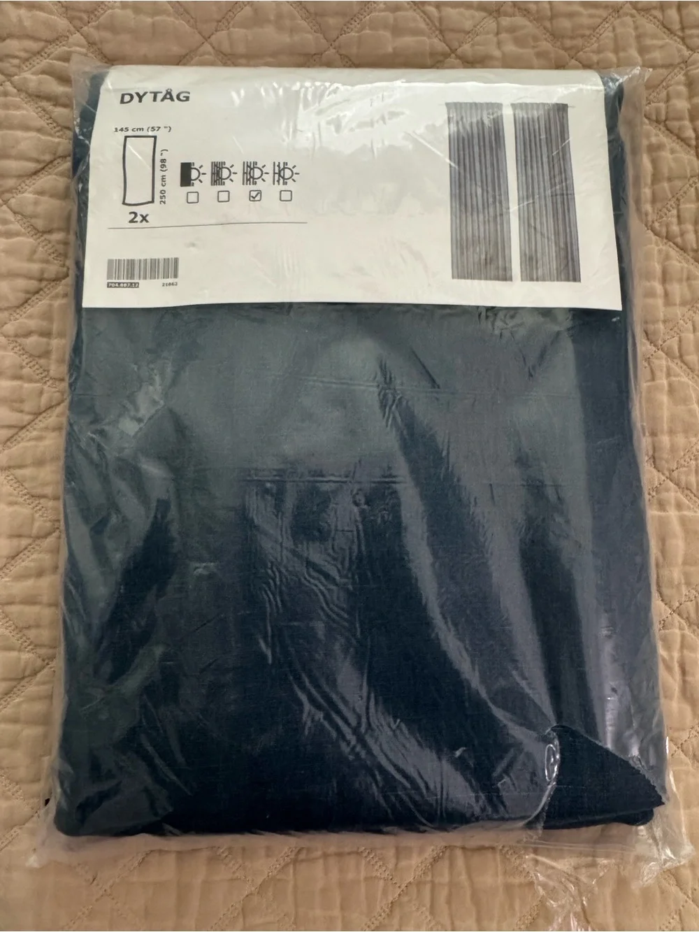 IKEA Dytåg Navy Blue Linen Window Curtain Panel Pair 57”x 98”
